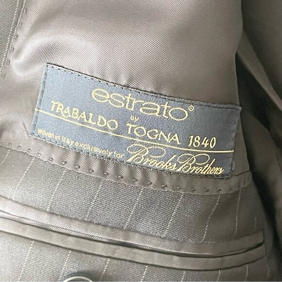 Brooks Brothers Navy Pinstripe Men's Wool Blazer Italian Fabric Size 41R - Picture 7 of 10